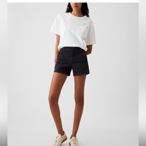 GAP City Shorts Womens 00 Black Stretch Cotton Mid Rise Chino Shorts